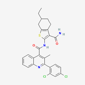 molecular formula C28H25Cl2N3O2S B5104432 N-[3-(aminocarbonyl)-6-ethyl-4,5,6,7-tetrahydro-1-benzothien-2-yl]-2-(2,4-dichlorophenyl)-3-methyl-4-quinolinecarboxamide CAS No. 5697-38-1