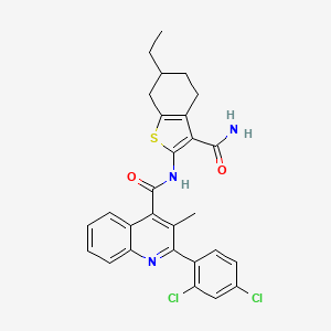 molecular formula C28H25Cl2N3O2S B5104432 N-(3-carbamoyl-6-ethyl-4,5,6,7-tetrahydro-1-benzothiophen-2-yl)-2-(2,4-dichlorophenyl)-3-methylquinoline-4-carboxamide CAS No. 5697-38-1