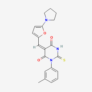 molecular formula C20H19N3O3S B5104461 1-(3-methylphenyl)-5-{[5-(1-pyrrolidinyl)-2-furyl]methylene}-2-thioxodihydro-4,6(1H,5H)-pyrimidinedione 