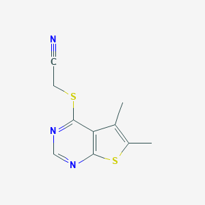 molecular formula C10H9N3S2 B510449 2-({5,6-Dimethylthieno[2,3-d]pyrimidin-4-yl}sulfanyl)acetonitrile CAS No. 338424-97-8