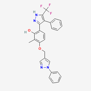 molecular formula C27H21F3N4O2 B5104496 2-methyl-3-[(1-phenyl-1H-pyrazol-4-yl)methoxy]-6-[4-phenyl-5-(trifluoromethyl)-1H-pyrazol-3-yl]phenol 