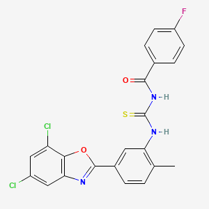 molecular formula C22H14Cl2FN3O2S B5104499 N-({[5-(5,7-dichloro-1,3-benzoxazol-2-yl)-2-methylphenyl]amino}carbonothioyl)-4-fluorobenzamide 