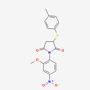 molecular formula C18H16N2O5S B5104557 1-(2-methoxy-4-nitrophenyl)-3-[(4-methylphenyl)thio]-2,5-pyrrolidinedione 