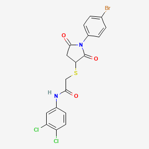 molecular formula C18H13BrCl2N2O3S B5104580 2-{[1-(4-bromophenyl)-2,5-dioxo-3-pyrrolidinyl]thio}-N-(3,4-dichlorophenyl)acetamide 