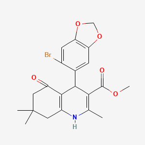methyl 4-(6-bromo-1,3-benzodioxol-5-yl)-2,7,7-trimethyl-5-oxo-1,4,5,6,7,8-hexahydro-3-quinolinecarboxylate