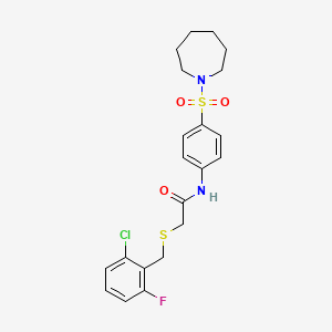 molecular formula C21H24ClFN2O3S2 B5104666 N-[4-(1-azepanylsulfonyl)phenyl]-2-[(2-chloro-6-fluorobenzyl)thio]acetamide 