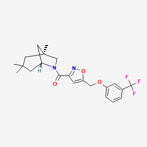 molecular formula C22H25F3N2O3 B5104679 (1S*,5R*)-1,3,3-trimethyl-6-[(5-{[3-(trifluoromethyl)phenoxy]methyl}-3-isoxazolyl)carbonyl]-6-azabicyclo[3.2.1]octane 