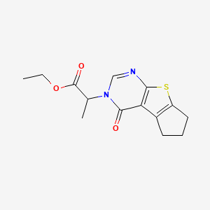 molecular formula C14H16N2O3S B5104702 ethyl 2-(4-oxo-6,7-dihydro-4H-cyclopenta[4,5]thieno[2,3-d]pyrimidin-3(5H)-yl)propanoate 
