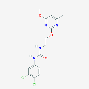 molecular formula C15H16Cl2N4O3 B5104731 N-(3,4-dichlorophenyl)-N'-{2-[(4-methoxy-6-methyl-2-pyrimidinyl)oxy]ethyl}urea 