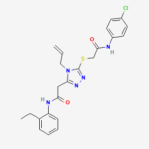 molecular formula C23H24ClN5O2S B5104755 2-[4-allyl-5-({2-[(4-chlorophenyl)amino]-2-oxoethyl}thio)-4H-1,2,4-triazol-3-yl]-N-(2-ethylphenyl)acetamide 