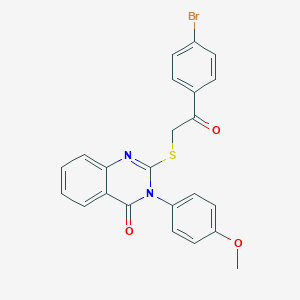 molecular formula C23H17BrN2O3S B510480 2-{[2-(4-bromophenyl)-2-oxoethyl]sulfanyl}-3-(4-methoxyphenyl)-4(3H)-quinazolinone CAS No. 331972-23-7
