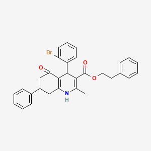 2-phenylethyl 4-(2-bromophenyl)-2-methyl-5-oxo-7-phenyl-1,4,5,6,7,8-hexahydro-3-quinolinecarboxylate
