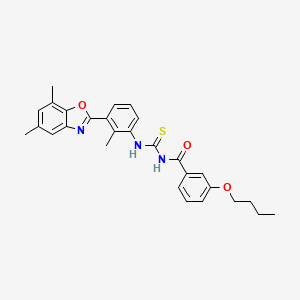 3-butoxy-N-({[3-(5,7-dimethyl-1,3-benzoxazol-2-yl)-2-methylphenyl]amino}carbonothioyl)benzamide