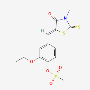 molecular formula C14H15NO5S3 B5104826 2-ethoxy-4-[(3-methyl-4-oxo-2-thioxo-1,3-thiazolidin-5-ylidene)methyl]phenyl methanesulfonate 