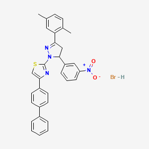 4-(4-biphenylyl)-2-[3-(2,5-dimethylphenyl)-5-(3-nitrophenyl)-4,5-dihydro-1H-pyrazol-1-yl]-1,3-thiazole hydrobromide
