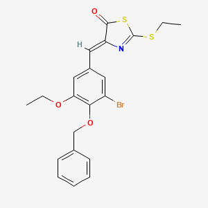 molecular formula C21H20BrNO3S2 B5105006 4-[4-(benzyloxy)-3-bromo-5-ethoxybenzylidene]-2-(ethylthio)-1,3-thiazol-5(4H)-one 