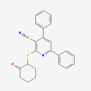 molecular formula C24H20N2OS B5105039 2-[(2-oxocyclohexyl)thio]-4,6-diphenylnicotinonitrile 