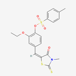 molecular formula C20H19NO5S3 B5105079 2-ethoxy-4-[(3-methyl-4-oxo-2-thioxo-1,3-thiazolidin-5-ylidene)methyl]phenyl 4-methylbenzenesulfonate 