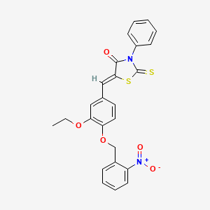 molecular formula C25H20N2O5S2 B5105154 5-{3-ethoxy-4-[(2-nitrobenzyl)oxy]benzylidene}-3-phenyl-2-thioxo-1,3-thiazolidin-4-one 
