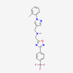 molecular formula C22H20F3N5O B5105179 N-methyl-1-[1-(2-methylphenyl)-1H-pyrazol-4-yl]-N-({3-[4-(trifluoromethyl)phenyl]-1,2,4-oxadiazol-5-yl}methyl)methanamine 