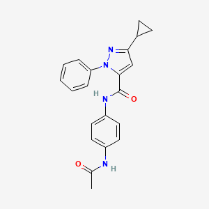 molecular formula C21H20N4O2 B5105184 N-[4-(acetylamino)phenyl]-3-cyclopropyl-1-phenyl-1H-pyrazole-5-carboxamide 