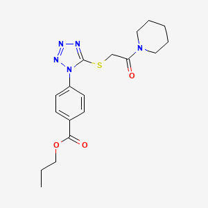 molecular formula C18H23N5O3S B5105236 propyl 4-(5-{[2-oxo-2-(1-piperidinyl)ethyl]thio}-1H-tetrazol-1-yl)benzoate 