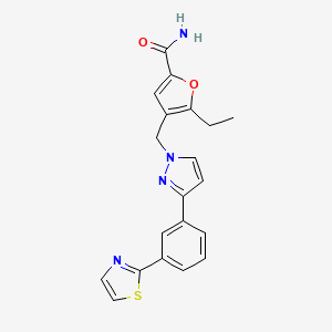 molecular formula C20H18N4O2S B5105311 5-ethyl-4-({3-[3-(1,3-thiazol-2-yl)phenyl]-1H-pyrazol-1-yl}methyl)-2-furamide 