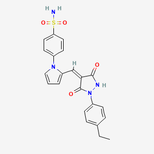 molecular formula C22H20N4O4S B5105317 4-(2-{[1-(4-ethylphenyl)-3,5-dioxo-4-pyrazolidinylidene]methyl}-1H-pyrrol-1-yl)benzenesulfonamide 