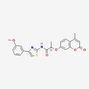 molecular formula C23H20N2O5S B5105360 N-[4-(3-methoxyphenyl)-1,3-thiazol-2-yl]-2-[(4-methyl-2-oxo-2H-chromen-7-yl)oxy]propanamide 