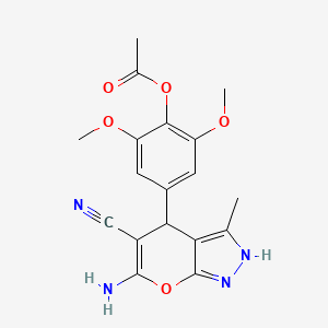 molecular formula C18H18N4O5 B5105386 4-(6-amino-5-cyano-3-methyl-1,4-dihydropyrano[2,3-c]pyrazol-4-yl)-2,6-dimethoxyphenyl acetate 