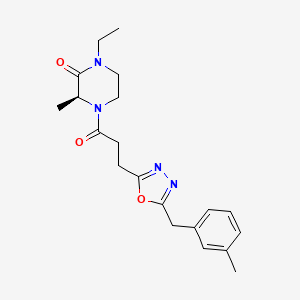 (3S)-1-ethyl-3-methyl-4-{3-[5-(3-methylbenzyl)-1,3,4-oxadiazol-2-yl]propanoyl}-2-piperazinone
