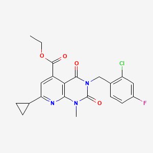 molecular formula C21H19ClFN3O4 B5105432 ethyl 3-(2-chloro-4-fluorobenzyl)-7-cyclopropyl-1-methyl-2,4-dioxo-1,2,3,4-tetrahydropyrido[2,3-d]pyrimidine-5-carboxylate 