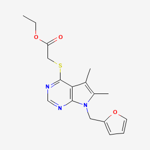 molecular formula C17H19N3O3S B5105471 ethyl {[7-(2-furylmethyl)-5,6-dimethyl-7H-pyrrolo[2,3-d]pyrimidin-4-yl]thio}acetate 