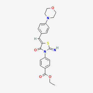 molecular formula C23H23N3O4S B5105492 ethyl 4-{2-imino-5-[4-(4-morpholinyl)benzylidene]-4-oxo-1,3-thiazolidin-3-yl}benzoate 