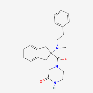 molecular formula C23H27N3O2 B5105565 4-({2-[methyl(2-phenylethyl)amino]-2,3-dihydro-1H-inden-2-yl}carbonyl)-2-piperazinone 