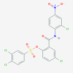 molecular formula C19H10Cl4N2O6S B5105573 4-chloro-2-{[(2-chloro-4-nitrophenyl)amino]carbonyl}phenyl 3,4-dichlorobenzenesulfonate 