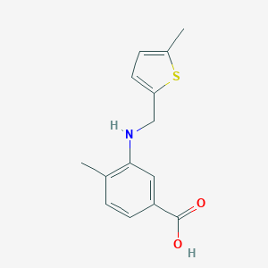 molecular formula C14H15NO2S B510560 4-Methyl-3-{[(5-methyl-2-thienyl)methyl]amino}benzoic acid CAS No. 878714-42-2