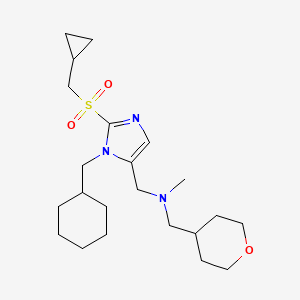 molecular formula C22H37N3O3S B5105610 ({1-(cyclohexylmethyl)-2-[(cyclopropylmethyl)sulfonyl]-1H-imidazol-5-yl}methyl)methyl(tetrahydro-2H-pyran-4-ylmethyl)amine 