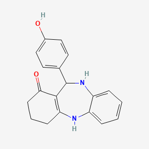 molecular formula C19H18N2O2 B5105644 11-(4-hydroxyphenyl)-2,3,4,5,10,11-hexahydro-1H-dibenzo[b,e][1,4]diazepin-1-one 