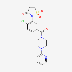 molecular formula C19H19ClN4O4S B5105685 2-(2-chloro-5-{[4-(2-pyridinyl)-1-piperazinyl]carbonyl}phenyl)-3-isothiazolidinone 1,1-dioxide 