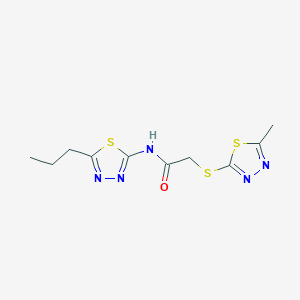 molecular formula C10H13N5OS3 B5105757 2-[(5-methyl-1,3,4-thiadiazol-2-yl)thio]-N-(5-propyl-1,3,4-thiadiazol-2-yl)acetamide 