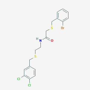 molecular formula C18H18BrCl2NOS2 B5105795 2-[(2-bromobenzyl)thio]-N-{2-[(3,4-dichlorobenzyl)thio]ethyl}acetamide 