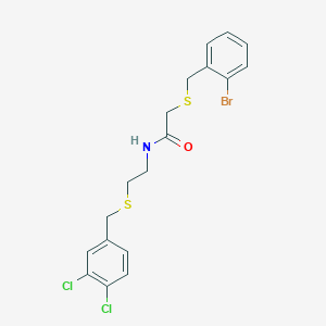 2-[(2-bromophenyl)methylsulfanyl]-N-[2-[(3,4-dichlorophenyl)methylsulfanyl]ethyl]acetamide