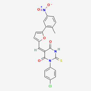 molecular formula C22H14ClN3O5S B5105813 1-(4-chlorophenyl)-5-{[5-(2-methyl-5-nitrophenyl)-2-furyl]methylene}-2-thioxodihydro-4,6(1H,5H)-pyrimidinedione 