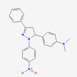 molecular formula C23H22N4O2 B5105823 N,N-dimethyl-4-[1-(4-nitrophenyl)-3-phenyl-4,5-dihydro-1H-pyrazol-5-yl]aniline 