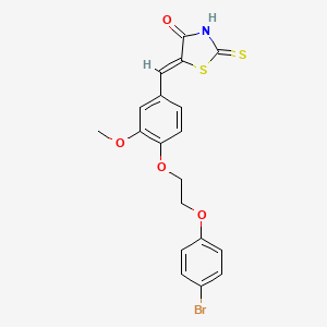 molecular formula C19H16BrNO4S2 B5105912 5-{4-[2-(4-bromophenoxy)ethoxy]-3-methoxybenzylidene}-2-thioxo-1,3-thiazolidin-4-one 