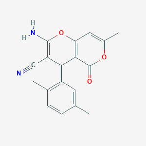 2-amino-4-(2,5-dimethylphenyl)-7-methyl-5-oxo-4H,5H-pyrano[4,3-b]pyran-3-carbonitrile