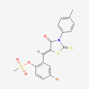 molecular formula C18H14BrNO4S3 B5105918 4-bromo-2-{[3-(4-methylphenyl)-4-oxo-2-thioxo-1,3-thiazolidin-5-ylidene]methyl}phenyl methanesulfonate 