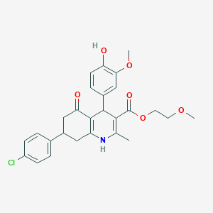 2-methoxyethyl 7-(4-chlorophenyl)-4-(4-hydroxy-3-methoxyphenyl)-2-methyl-5-oxo-1,4,5,6,7,8-hexahydro-3-quinolinecarboxylate