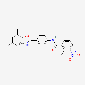 molecular formula C23H19N3O4 B5106025 N-[4-(5,7-dimethyl-1,3-benzoxazol-2-yl)phenyl]-2-methyl-3-nitrobenzamide 